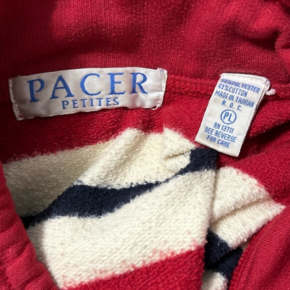 PACER PETITES Vintage Knit Pullover Sweat Shirt with Draw String Collar Size LG - Picture 4 of 7